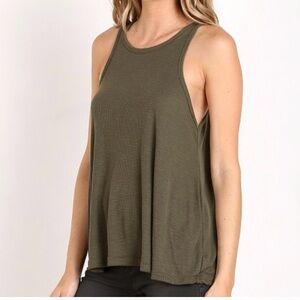 Free People Long Brach Tank Top Green Small